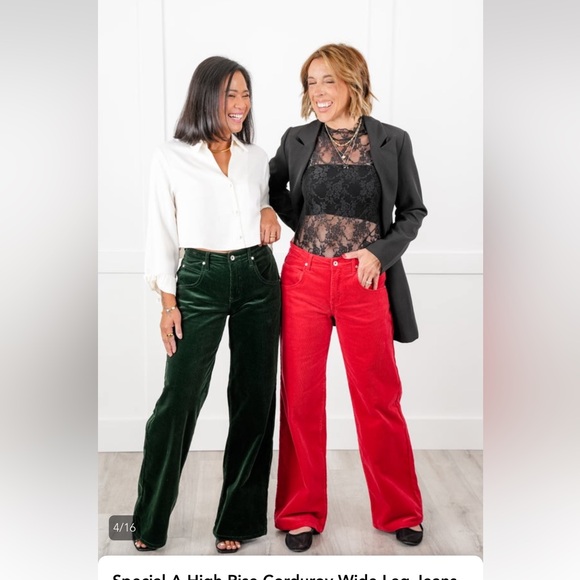 Special A - green corduroy wide leg jeans - size 7 - NWT - Picture 6 of 16